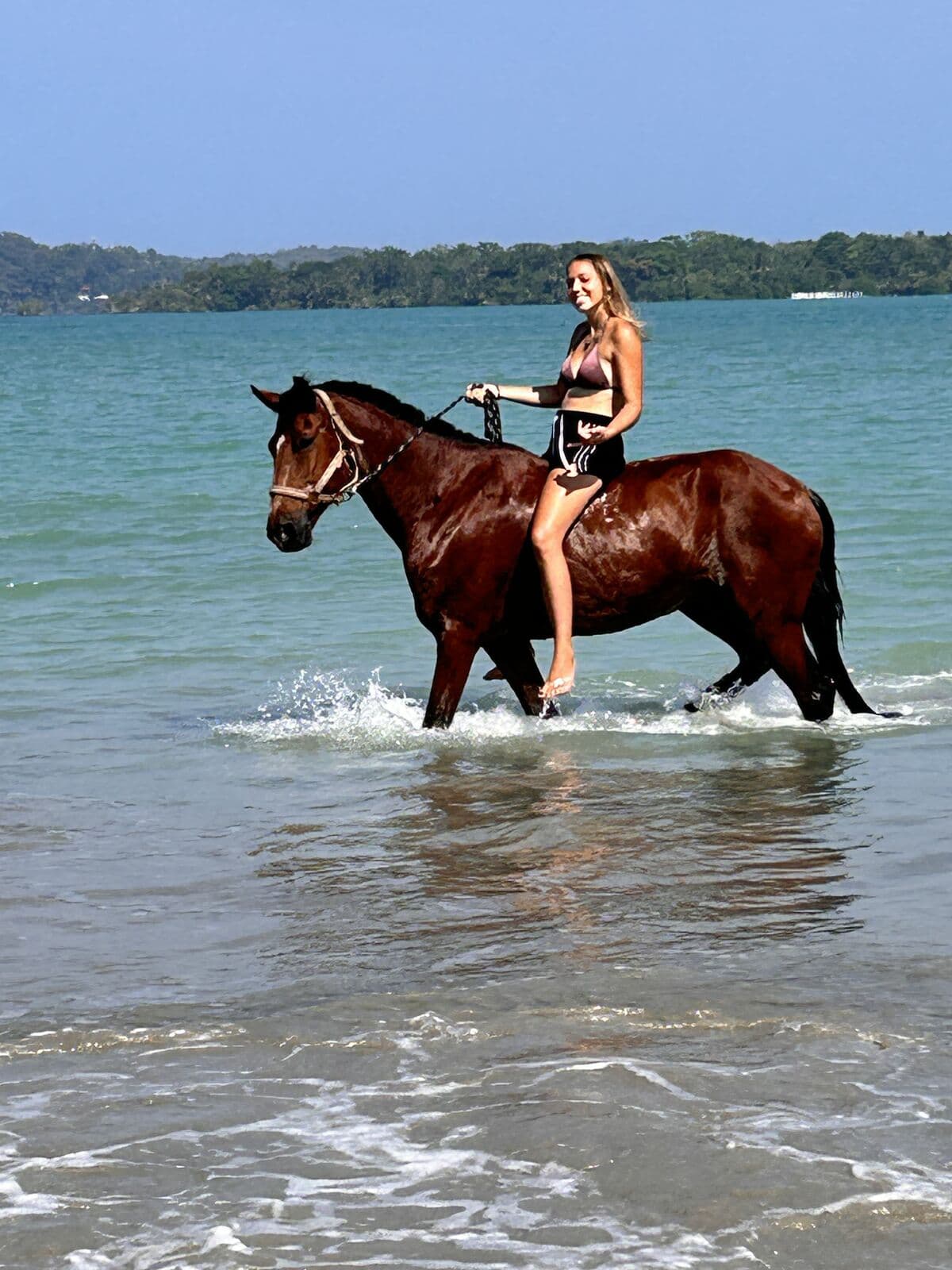 Horseback riding into the sea on a Bocas del Toro beach